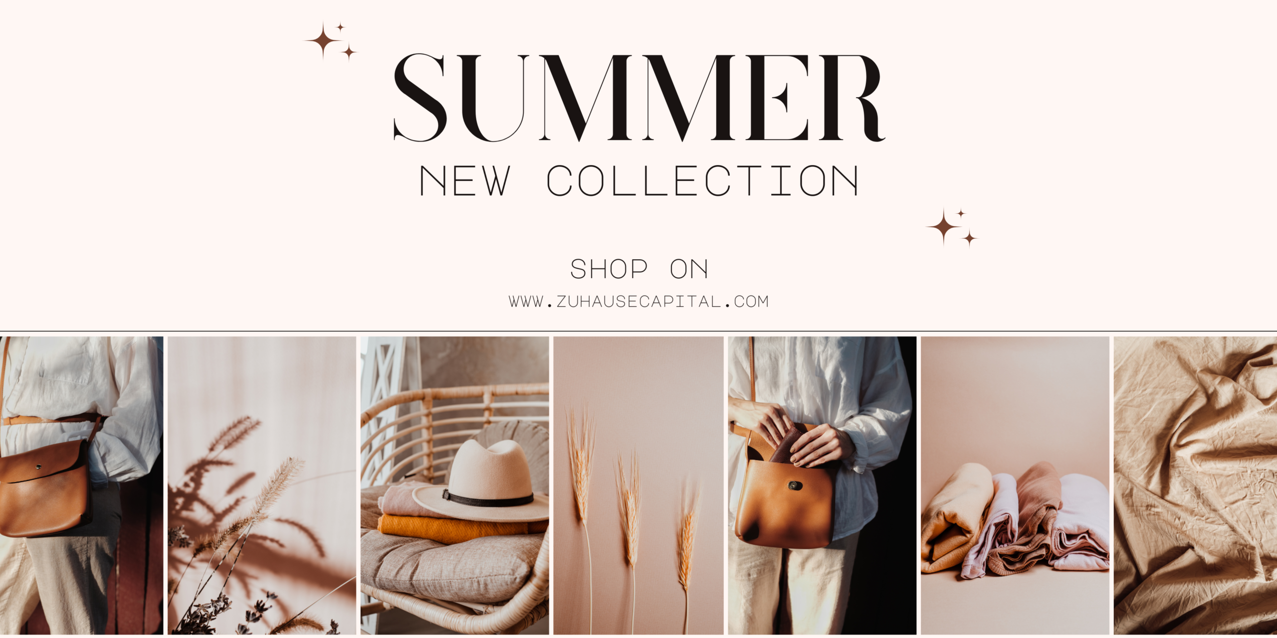 Beige Black Modern Photo Collage Summer New Collection Banner