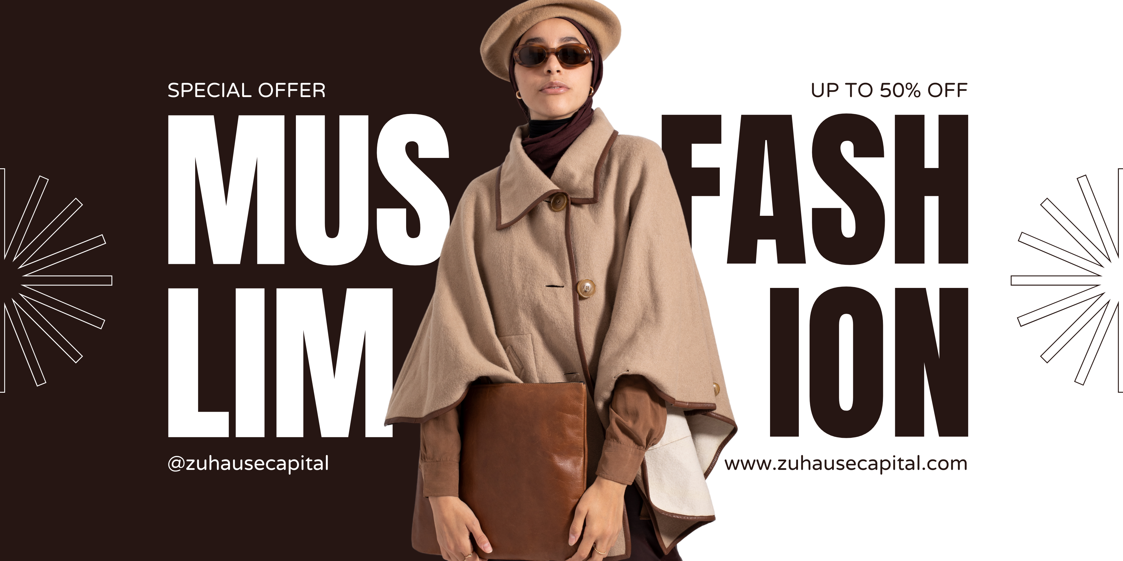 Brown & White Minimalist Muslim Fashion Promotion Banner